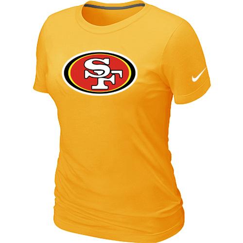 Cheap Women Nike San Francisco 49ers Yellow Logo NFL Football T-Shirt