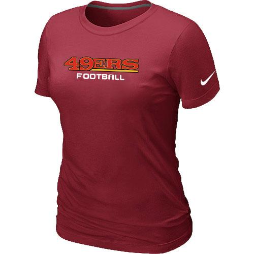 Cheap Women Nike San Francisco 49ers Sideline Legend Authentic Font Red NFL Football T-Shirt