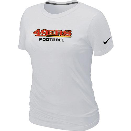 Cheap Women Nike San Francisco 49ers Sideline Legend Authentic Font White NFL Football T-Shirt