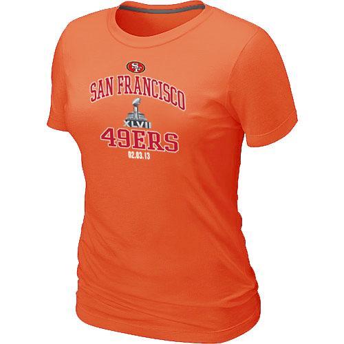 Cheap Women Nike San Francisco 49ers Super Bowl XLVII Heart & Soul Orange NFL Football T-Shirt