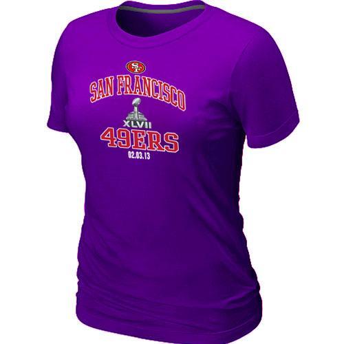Cheap Women Nike San Francisco 49ers Super Bowl XLVII Heart & Soul Purple NFL Football T-Shirt