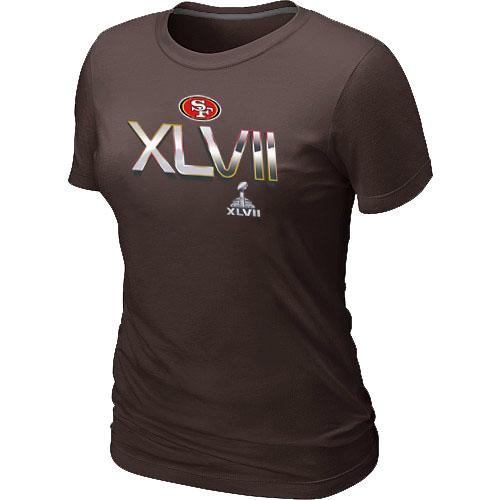 Cheap Women Nike San Francisco 49ers Super Bowl XLVII On Our Way Brown NFL Football T-Shirt