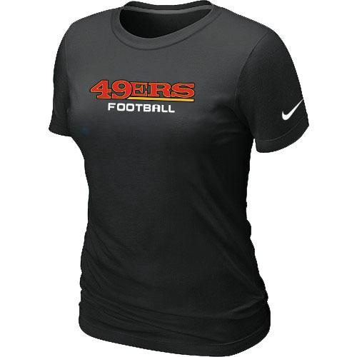 Cheap Women Nike San Francisco 49ers Sideline Legend Authentic Font Black NFL Football T-Shirt
