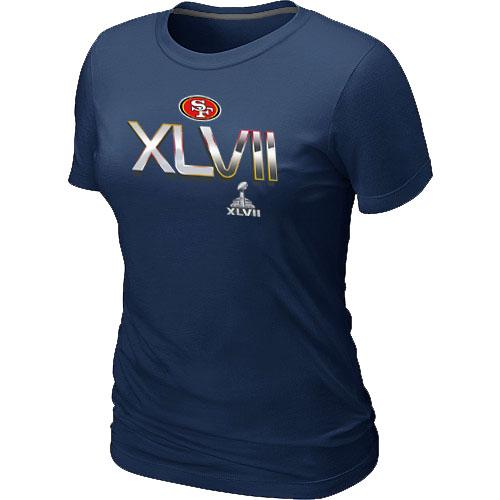 Cheap Women Nike San Francisco 49ers Super Bowl XLVII On Our Way D.Blue NFL Football T-Shirt