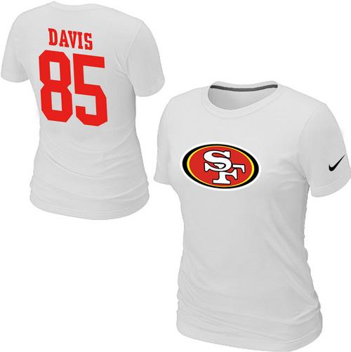 Cheap Women Nike San Francisco 49ers Vernon Davis Name & Number White NFL Football T-Shirt