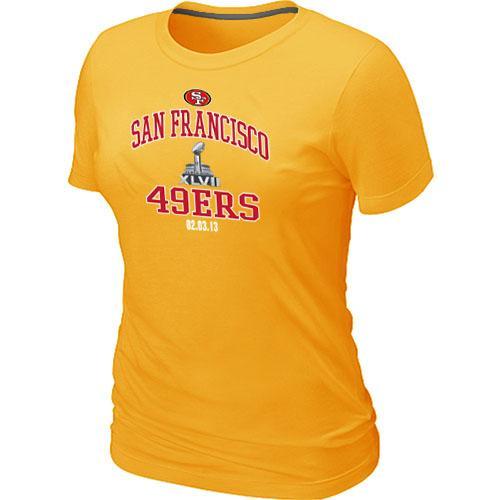 Cheap Women Nike San Francisco 49ers Super Bowl XLVII Heart & Soul Yellow NFL Football T-Shirt