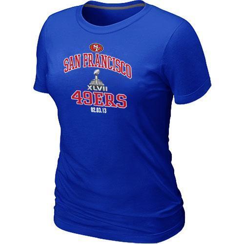 Cheap Women Nike San Francisco 49ers Super Bowl XLVII Heart & Soul Blue NFL Football T-Shirt