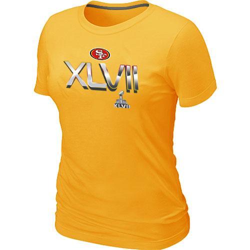 Cheap Women Nike San Francisco 49ers Super Bowl XLVII On Our Way Yellow NFL Football T-Shirt