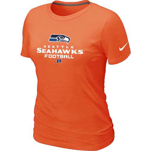 Cheap Women Nike Seattle Seahawks Orange Critical Victory NFL Football T-Shirt