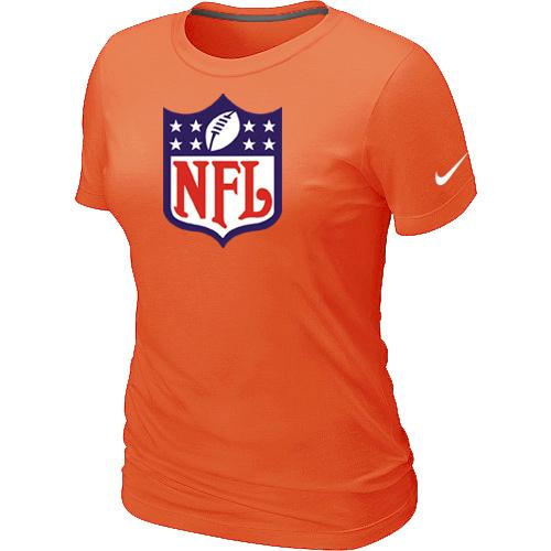 Cheap Women Nike Shield Orange Logo NFL Football T-Shirt