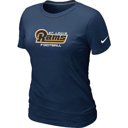 Cheap Women Nike St Louis Rams Sideline Legend Authentic Font D.Blue NFL Football T-Shirt