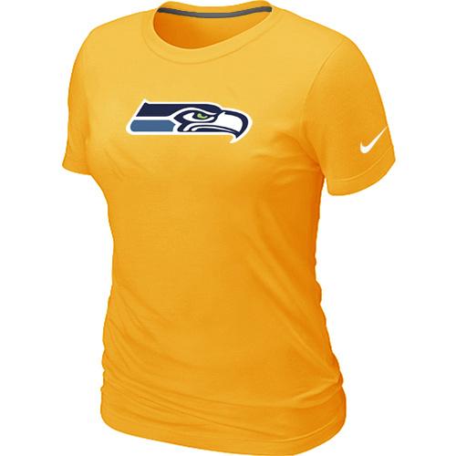 Cheap Women Nike Seattle Seahawks Yellow Logo NFL Football T-Shirt