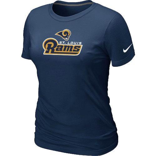 Cheap Women Nike St Louis Rams Authentic Logo D.Blue NFL Football T-Shirt