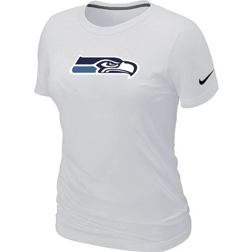 Cheap Women Nike Seattle Seahawks White Logo NFL Football T-Shirt