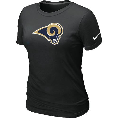 Cheap Women Nike St.Louis Rams Black Logo NFL Football T-Shirt