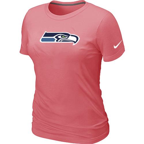 Cheap Women Nike Seattle Seahawks Pink Logo NFL Football T-Shirt