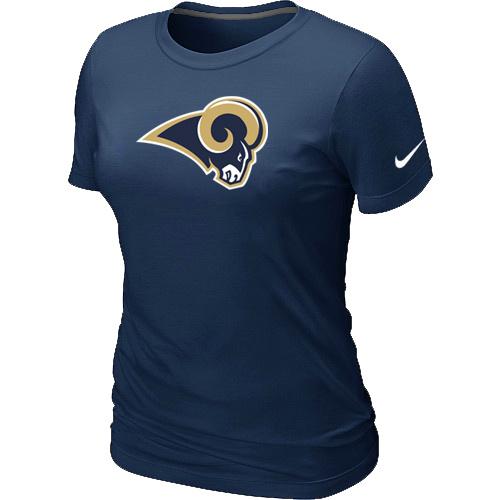 Cheap Women Nike St.Louis Rams D.Blue Logo NFL Football T-Shirt