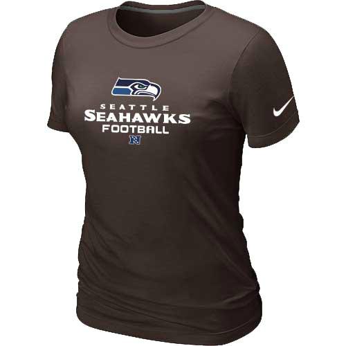 Cheap Women Nike Seattle Seahawks Brown Critical Victory NFL Football T-Shirt