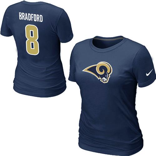 Cheap Women Nike St.Louis Rams Sam Bradford Name & Number Blue NFL Football T-Shirt