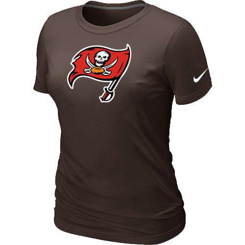 Cheap Women Nike Tampa Bay Buccaneers Brown Logo NFL Football T-Shirt