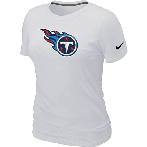 Cheap Women Nike Tennessee Titans White Logo NFL Football T-Shirt