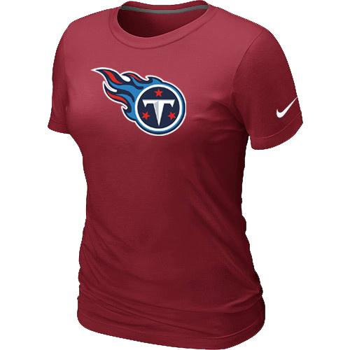 Cheap Women Nike Tennessee Titans Red Logo NFL Football T-Shirt