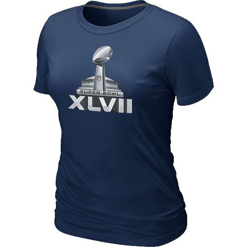 Cheap Women Nike Super Bowl XLVII Logo D.Blue NFL Football T-Shirt