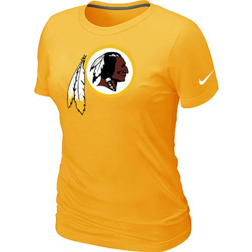 Cheap Women Nike Washington Red Skins Yellow Logo NFL Football T-Shirt