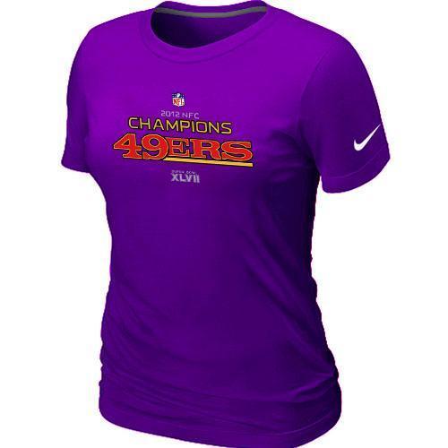 Cheap Women Nike San Francisco 49ers 2012 NFC Conference Champions Trophy Collection Long Purple NFL Football T-Shirt