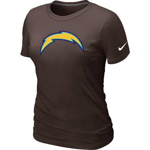 Cheap Women Nike San Diego Charger Brown Logo NFL Football T-Shirt