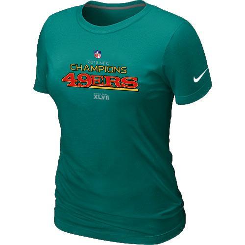 Cheap Women Nike San Francisco 49ers 2012 NFC Conference Champions Trophy Collection Long L.Green NFL Football T-Shirt