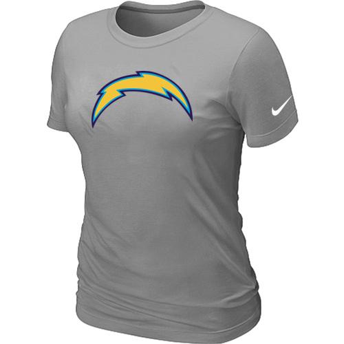 Cheap Women Nike San Diego Charger L.Grey Logo NFL Football T-Shirt