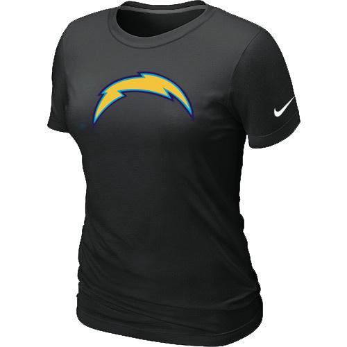 Cheap Women Nike San Diego Charger Black Logo NFL Football T-Shirt