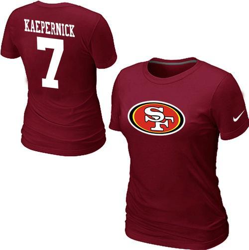 Cheap Women Nike San Francisco 49ers 7 Kaepernick Name & Number Red NFL Football T-Shirt