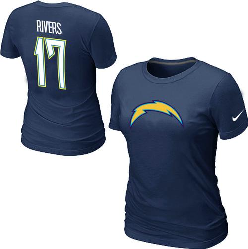 Cheap Women Nike San Diego Chargers Phillip Rivers Name & Number D.Blue NFL Football T-Shirt