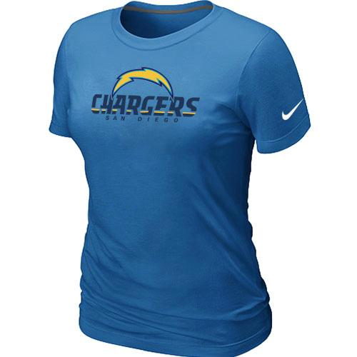 Cheap Women Nike San Diego Chargers Authentic Logo L.Blue NFL Football T-Shirt