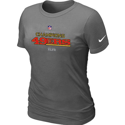 Cheap Women Nike San Francisco 49ers 2012 NFC Conference Champions Trophy Collection Long D.Grey NFL Football T-Shirt