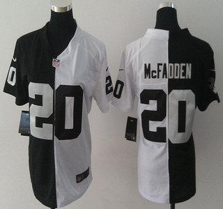 Cheap Womens Nike Oakland Raiders 20 Darren McFadden Black and White Split NFL Jersey