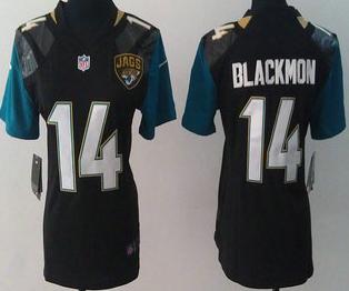 Cheap Womens Nike Jacksonville Jaguars 14 Justin Blackmon Black 2013 New Style Game NFL Jersey