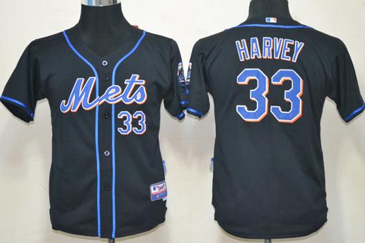 Kids New York Mets 33 Matt Harvey Black MLB Jersey Cheap