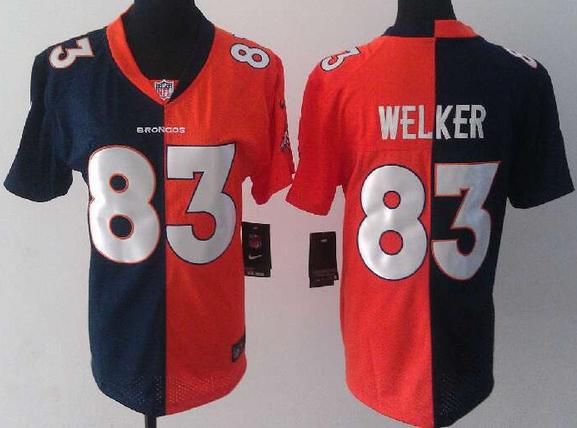 Cheap Women Nike Denver Broncos 83 Wes Welker Orange Blue Split NFL Jerseys