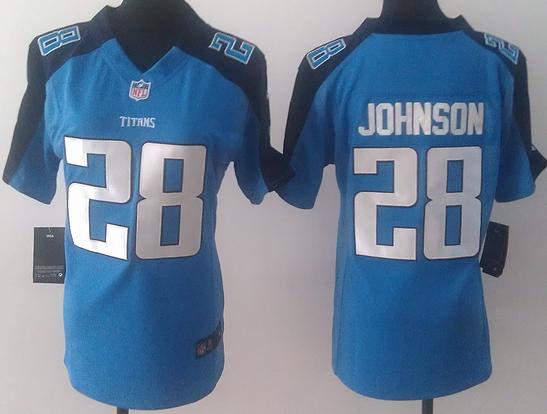 Cheap Women Nike Tennessee Titans 28 Chris Johnson Light Blue NFL Jerseys