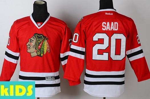 Kids Chicago Blackhawks 20 Brandon Saad Red Hockey NHL Jersey For Sale