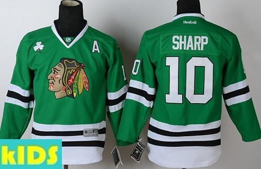 Kids Chicago Blackhawks 10 Patrick Sharp Green Hockey NHL Jersey For Sale