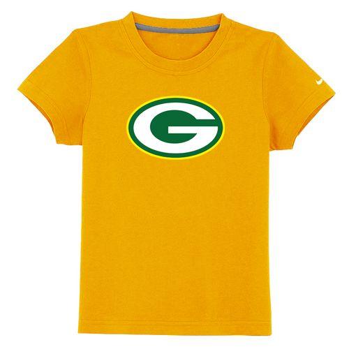 Kids Green Bay Packers Sideline Legend Authentic Logo Yellow T-Shirt Cheap