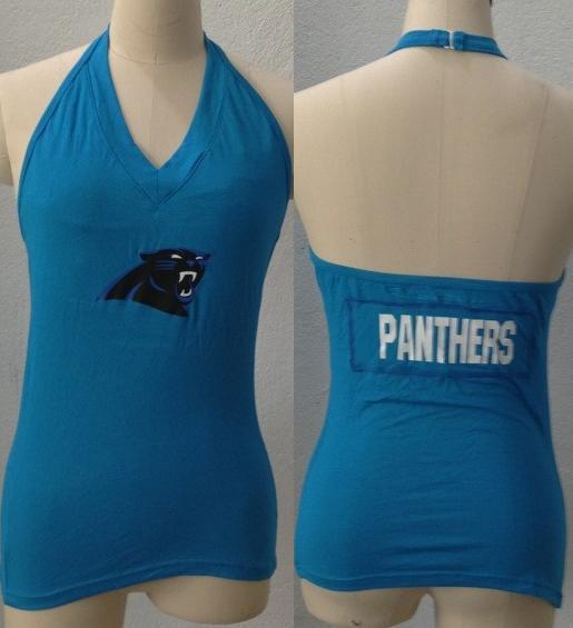 Cheap Women's All Sports Couture Carolina Panthers Blown Coverage Halter Top