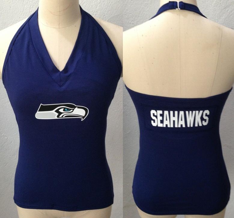 Cheap Women's All Sports Couture Seattle Seahawks Blown Coverage Halter Top