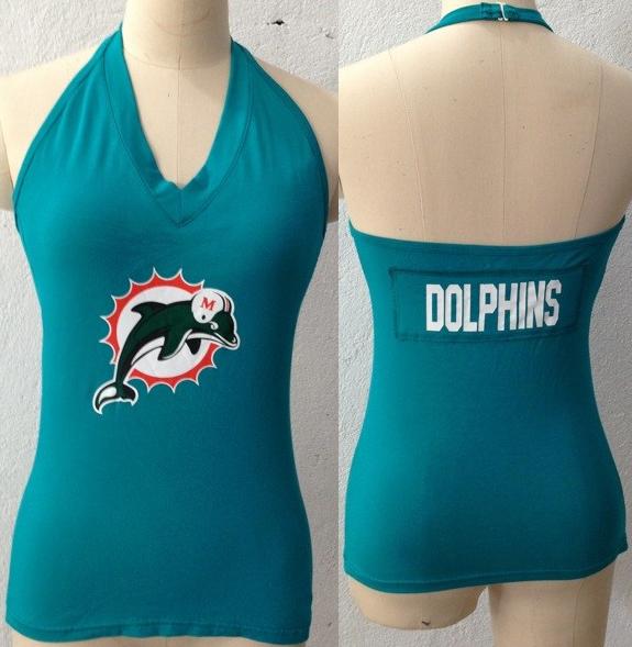 Cheap Women's All Sports Couture Miami Dolphins Blown Coverage Halter Top