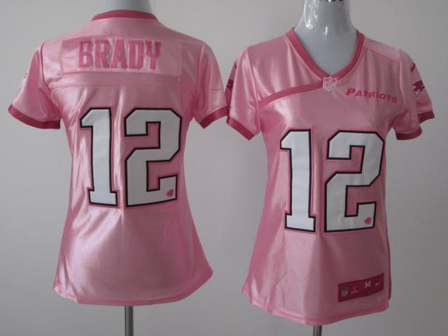 Cheap Women Nike New England Patriots 12 Tom Brady Pink Love's NFL Jersey