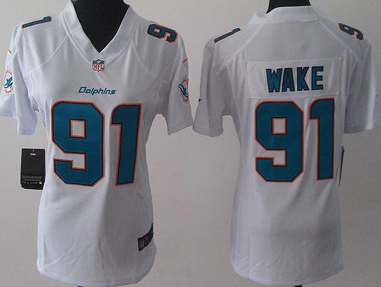 Cheap Women Nike Miami Dolphins 91 Cameron Wake White NFL Jerseys 2013 New Style